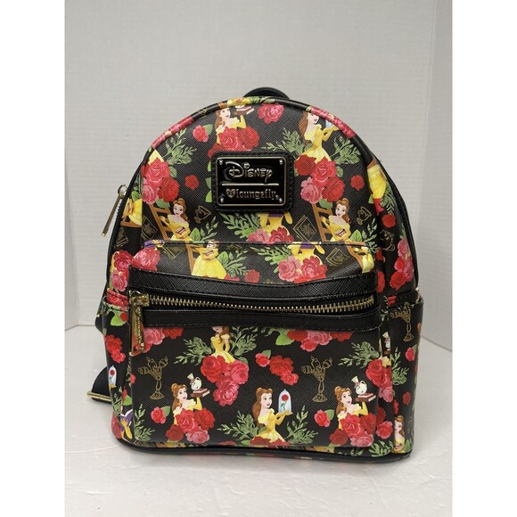 Loungefly Handbags - Disney Loungefly 2018 Beauty & The Beast Belle Roses Black Mini Backpack Bag